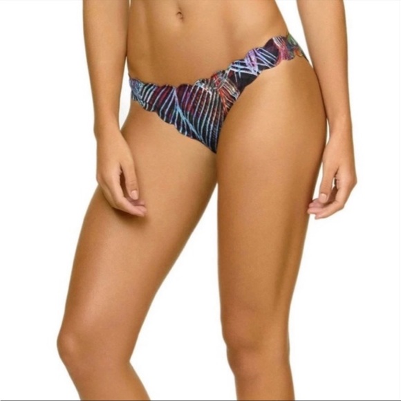 PILYQ Plume Peacock Wave Full Teeny Reversible Bikini Bottoms NWT - Picture 2 of 9